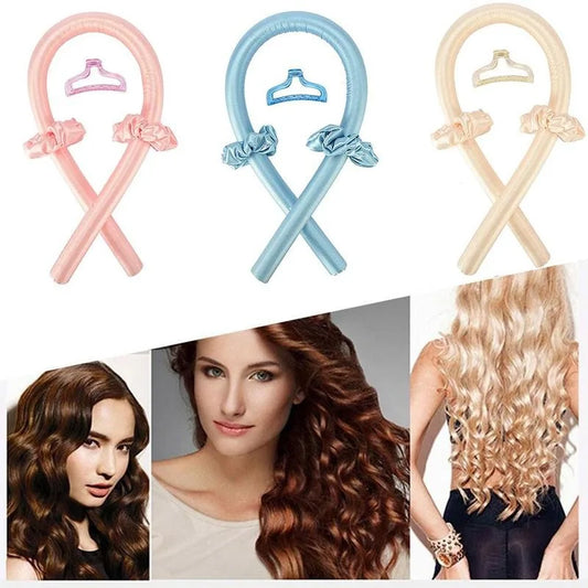 Heatless Curling Rod, Curls While You Sleep, No Heat Curl Rod with Hair Clip and Scrunchiess